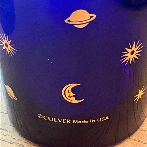 Vintage Set of 3 Culver Blue Celestial Sun Stars Moon Tumbler Cocktail Glasses - Picture 10 of 14